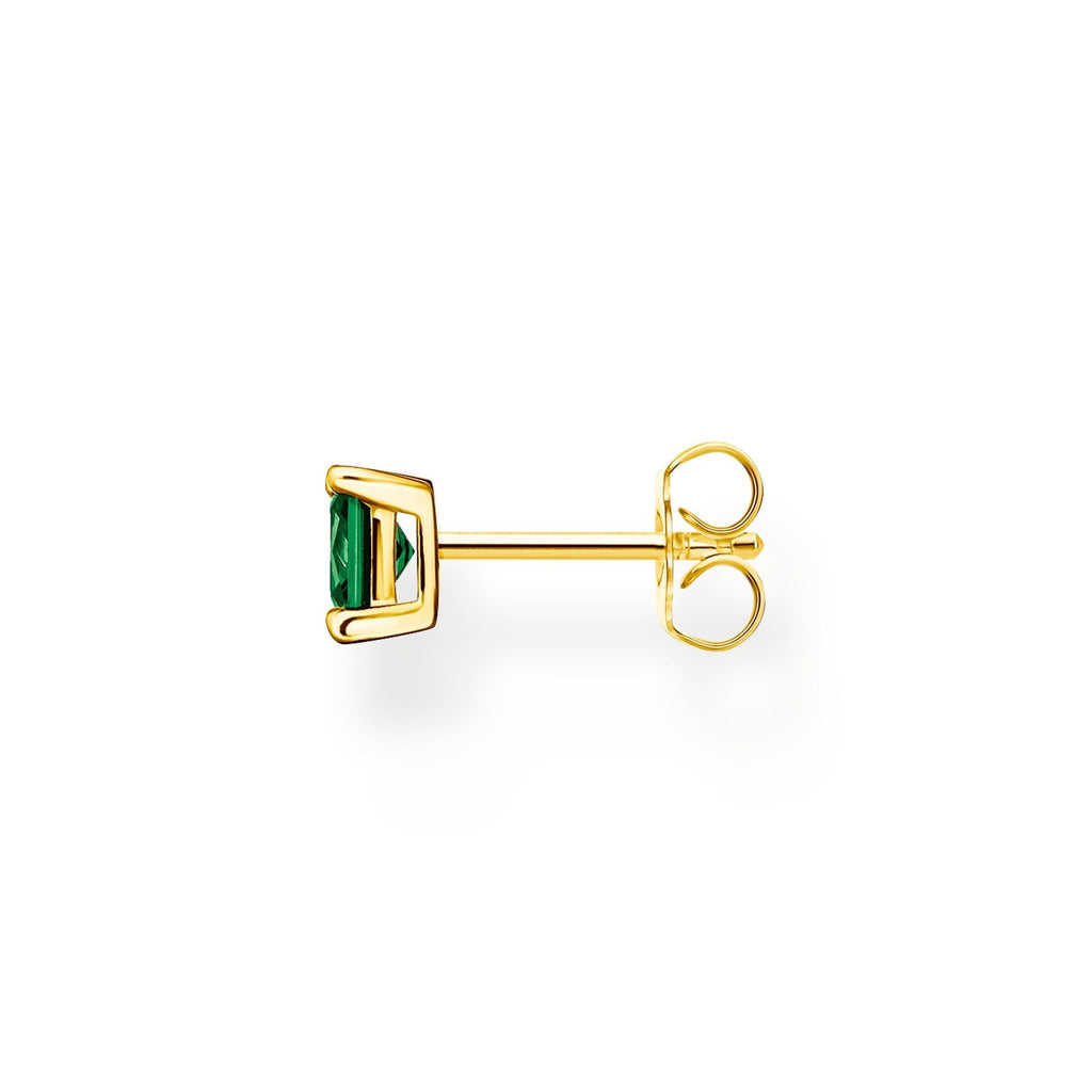 THOMAS SABO Single ear stud with green stone gold Earrings Thomas Sabo   