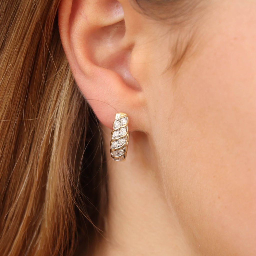 Huggie Earrings with 0.15ct Diamond in 9K Yellow Gold Earrings Boutique Diamond Jewellery   