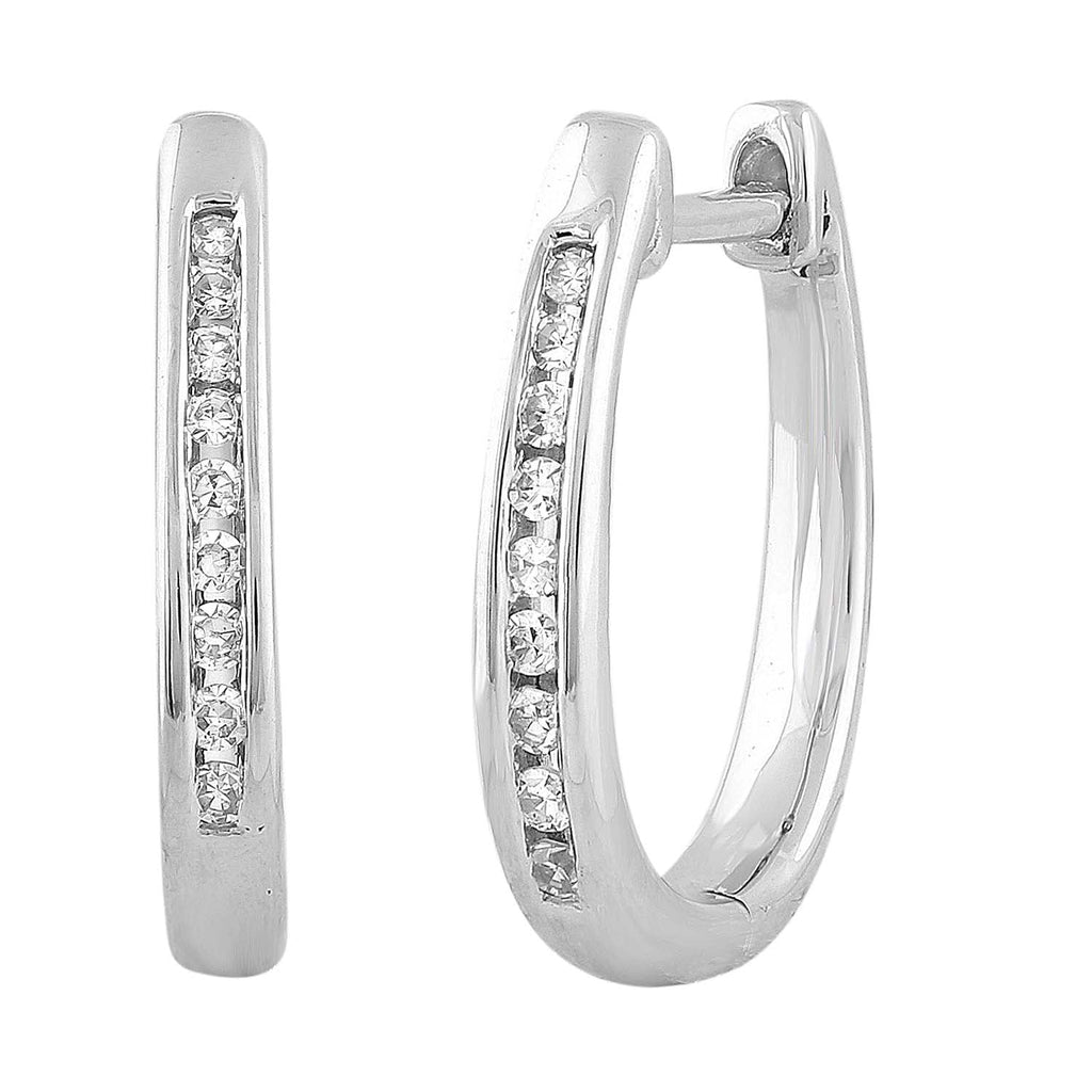Huggie Earrings with 0.08ct Diamond in 9K White Gold Earrings Boutique Diamond Jewellery   