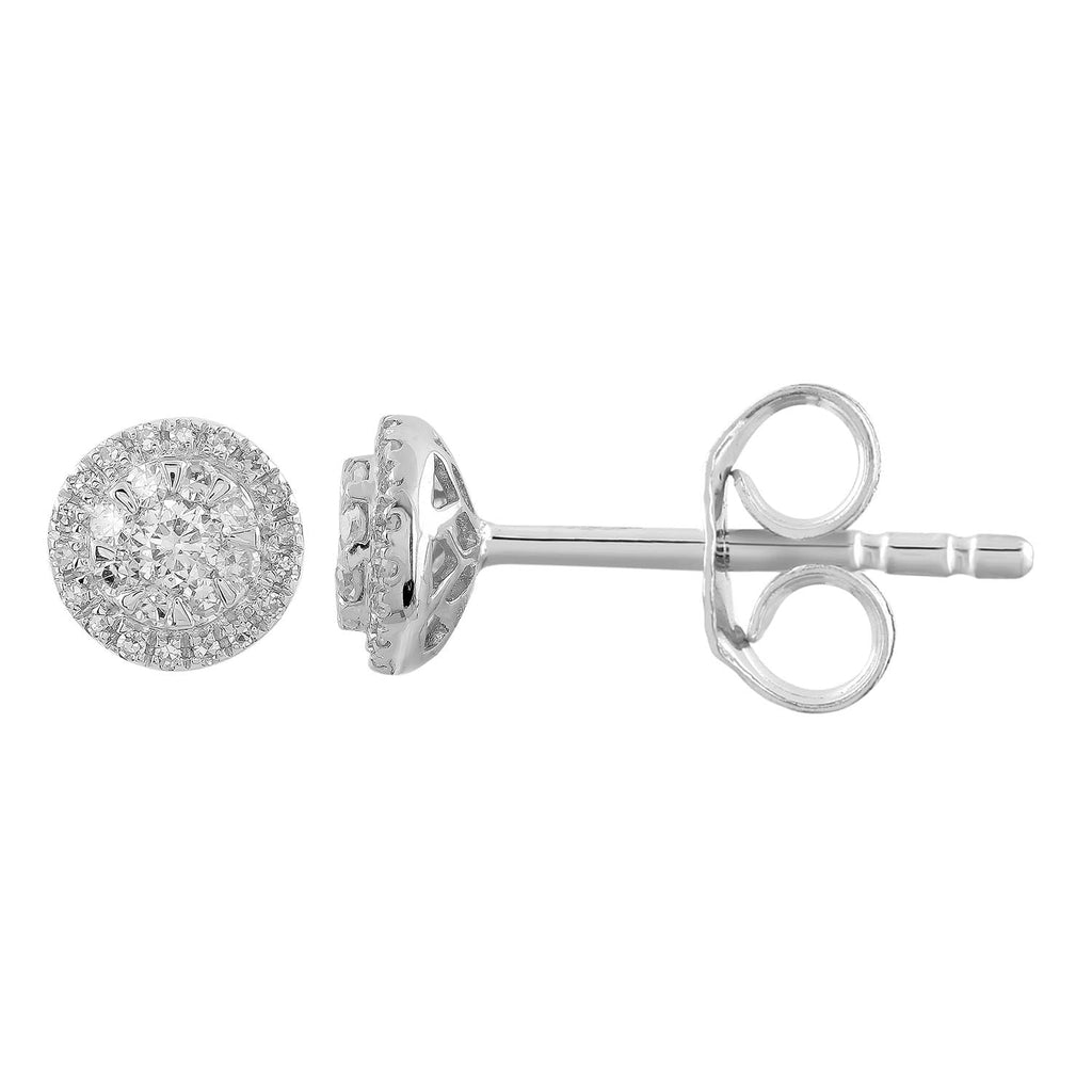 Diamond Cluster Stud Earrings with 0.25ct Diamonds in 18K White Gold - IGE-14519-025-18W Earring Boutique Diamond Jewellery   