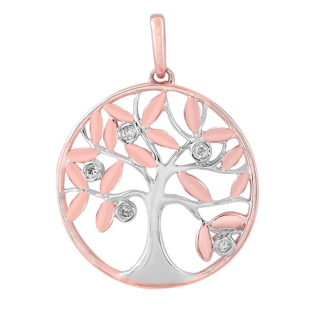 Tree of Life Pendant with 0.05ct Diamonds in 9K Rose Gold Pendant Boutique Diamond Jewellery   