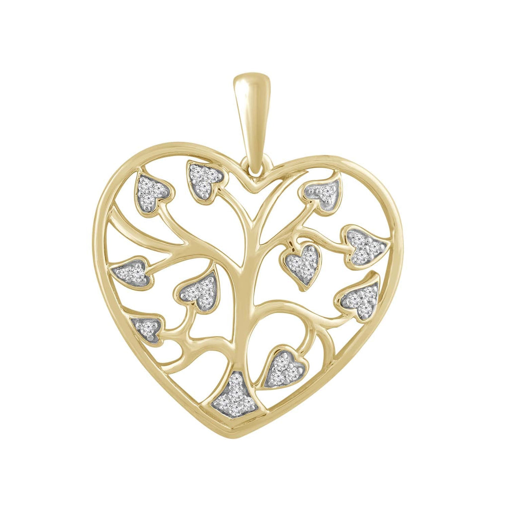 Tree Of Life Pendant with 0.10ct Diamond in 9K Yellow Gold Pendant Boutique Diamond Jewellery   