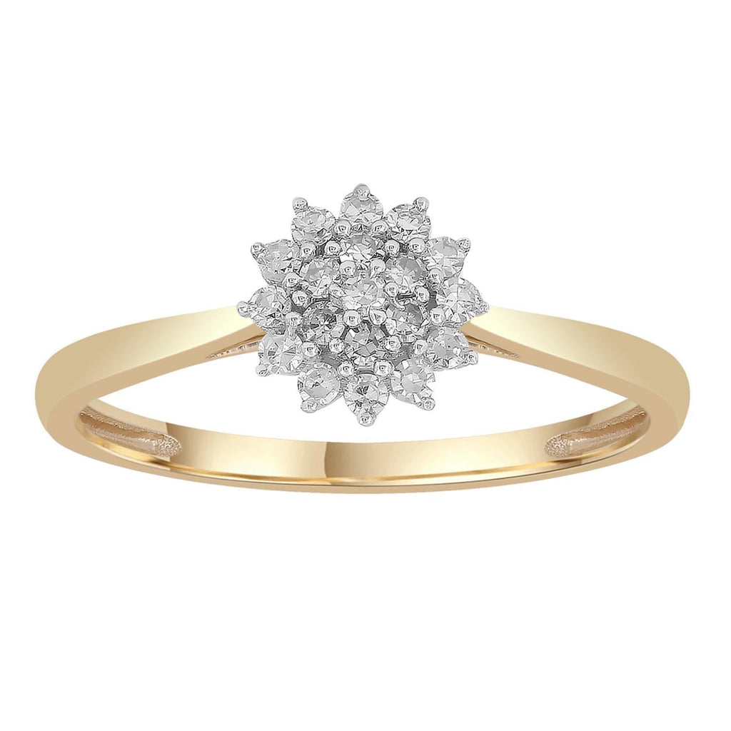 Cluster Ring with 0.15ct Diamonds in 9K Yellow Gold Ring Boutique Diamond Jewellery   
