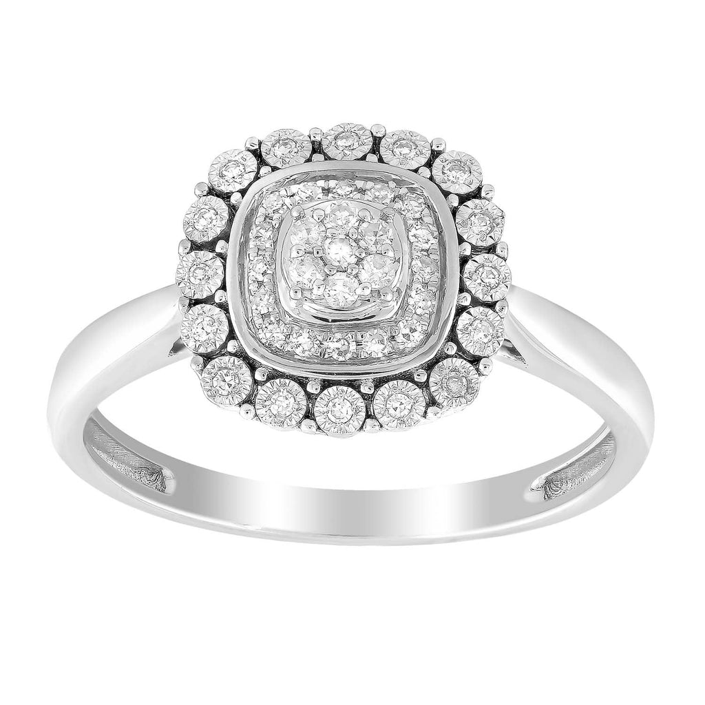 Cluster Ring with 0.15ct Diamond in 9K White Gold Ring Boutique Diamond Jewellery   