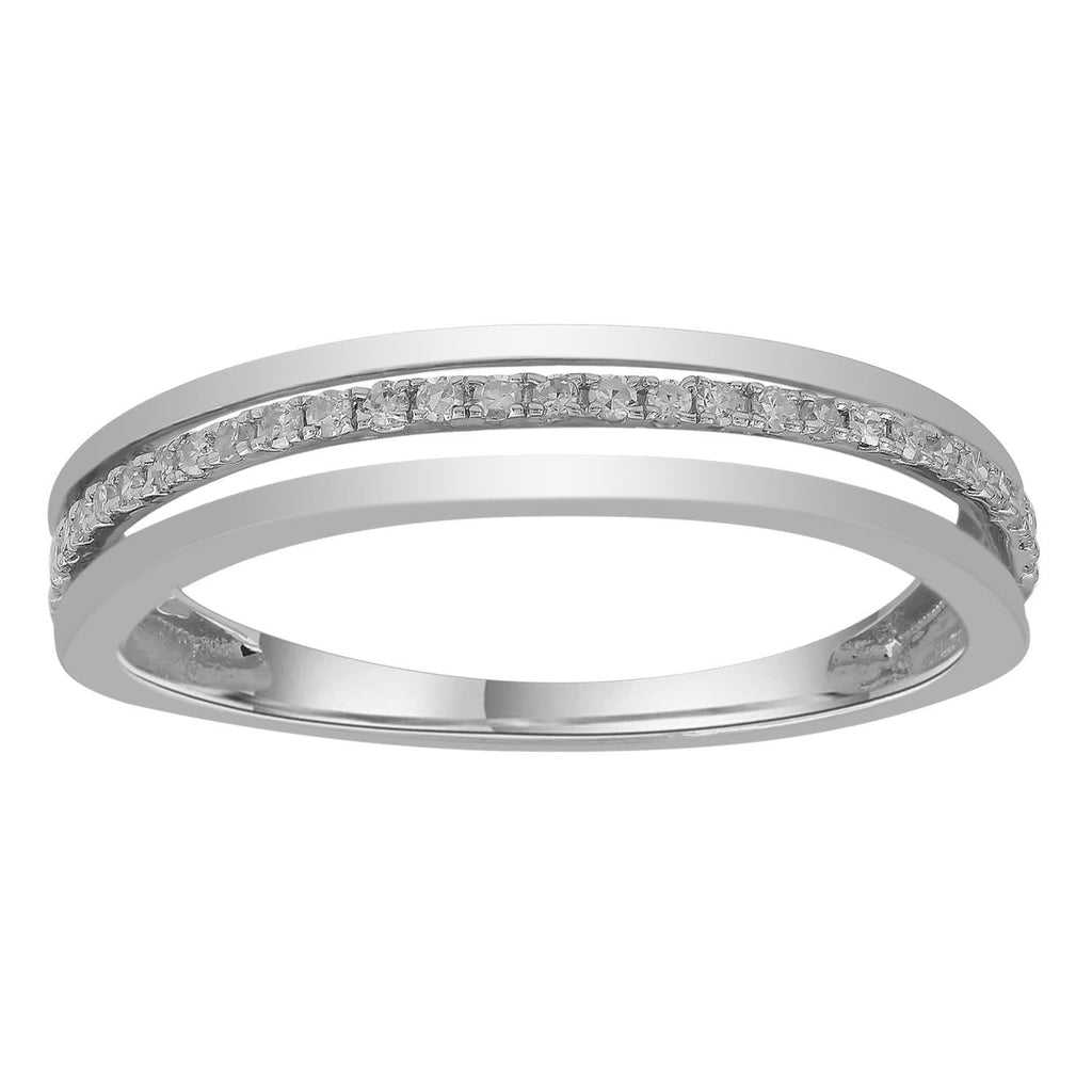 Band Ring with 0.10ct Diamonds in 9K White Gold Ring Boutique Diamond Jewellery   