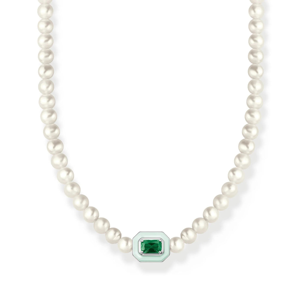 THOMAS SABO Choker Pearls With Green Stone Necklace Thomas Sabo 34 - 42cm  