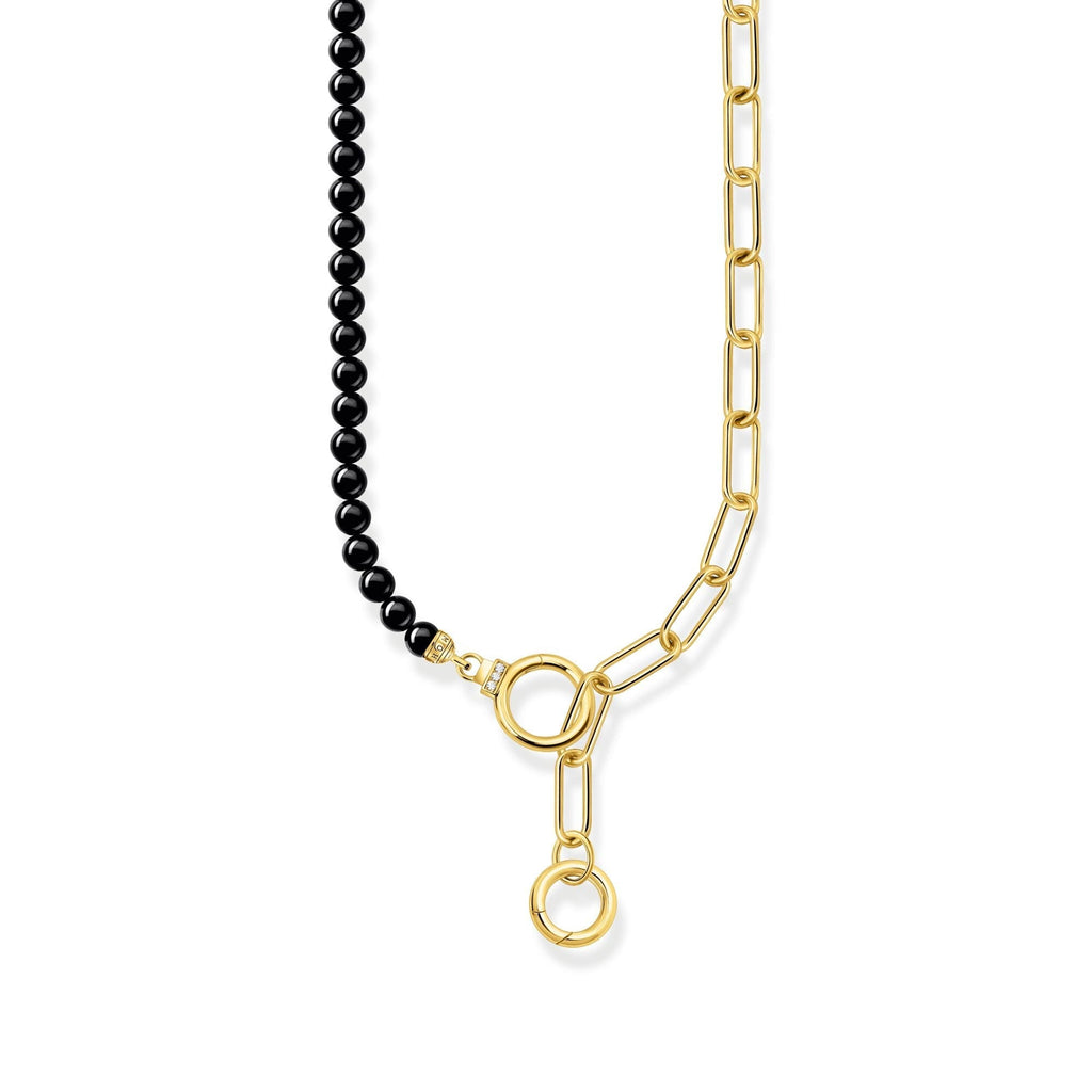 THOMAS SABO Gold Necklace with Onyx Beads and White Zirconia Necklace Thomas Sabo   