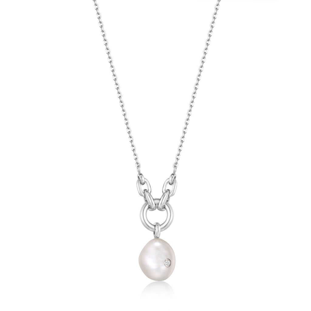 Ania Haie Silver Pearl Sparkle Pendant Necklace Necklaces Ania Haie   