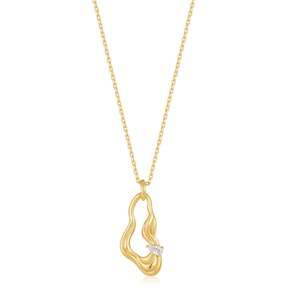 Ania Haie Gold Twisted Wave Drop Pendant Necklace Necklace Ania Haie   