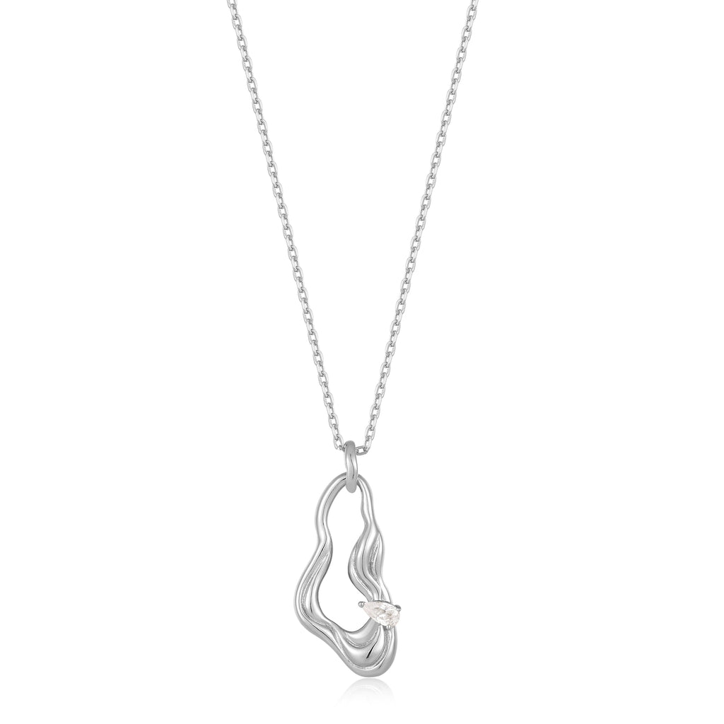 Ania Haie Silver Twisted Wave Drop Pendant Necklace Necklace Ania Haie   