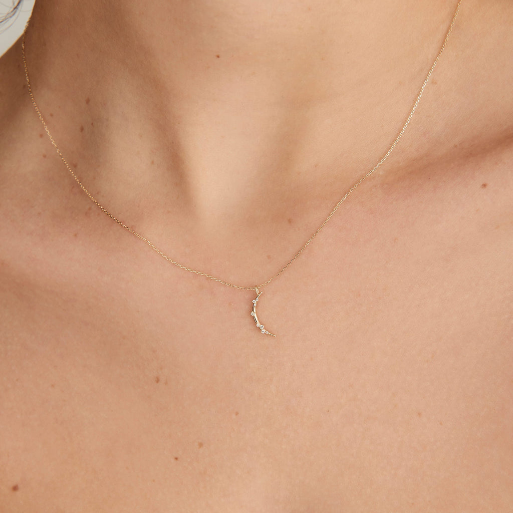 Ania Haie 14kt Gold Stargazer Natural Diamond Moon Necklace Necklaces Ania Haie   