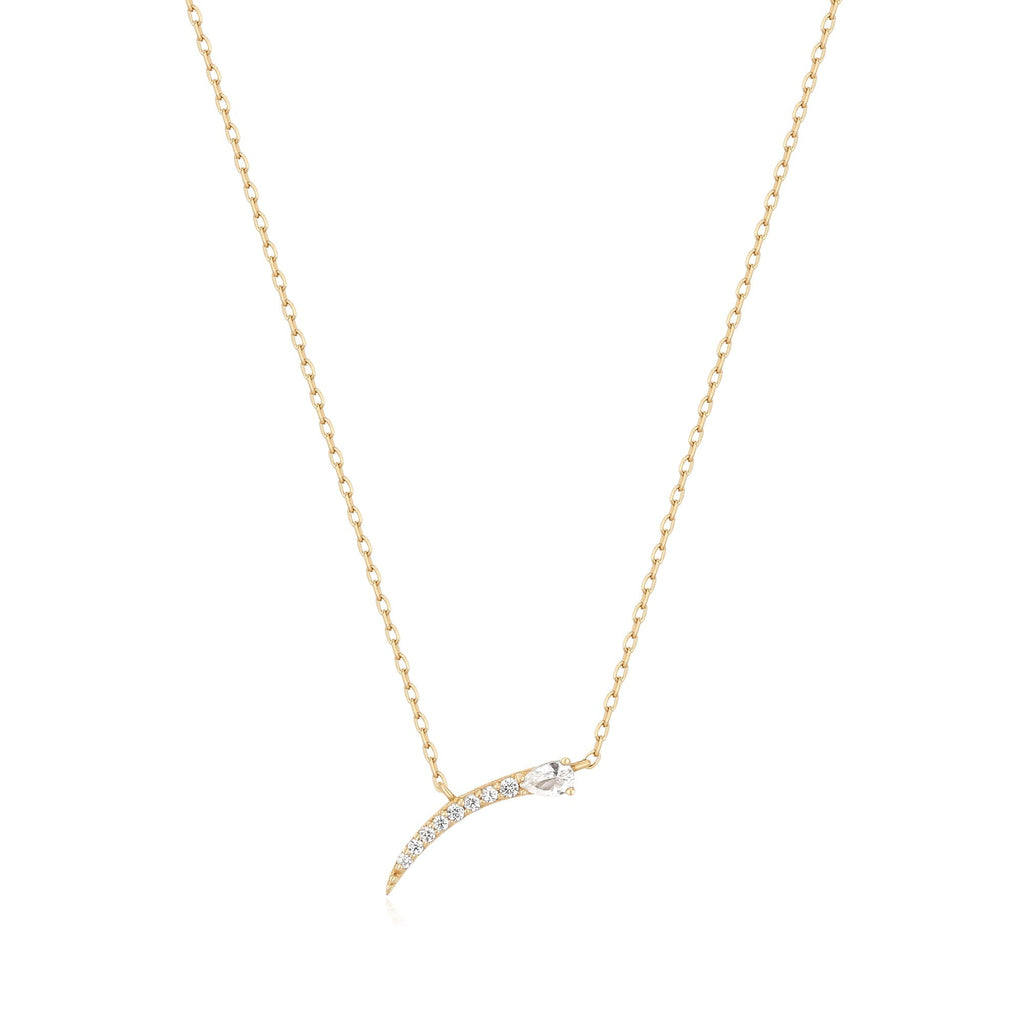 Ania Haie 14kt Gold White Sapphire Bar Pendant Necklace Necklace AH 14kt Gold   