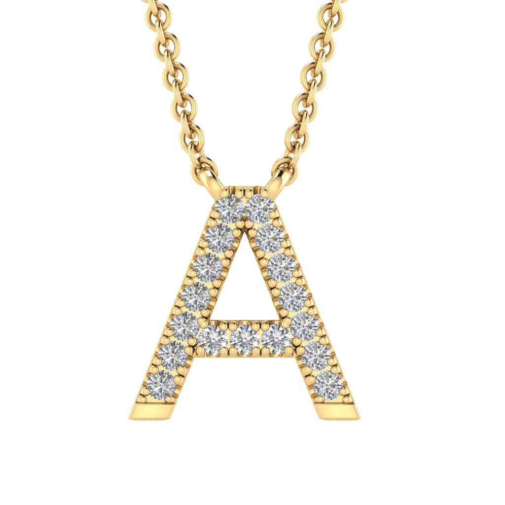 Initial 'A' Necklace with 0.06ct Diamonds in 9K Yellow Gold - PF-6263-Y Necklace Boutique Diamond Jewellery   