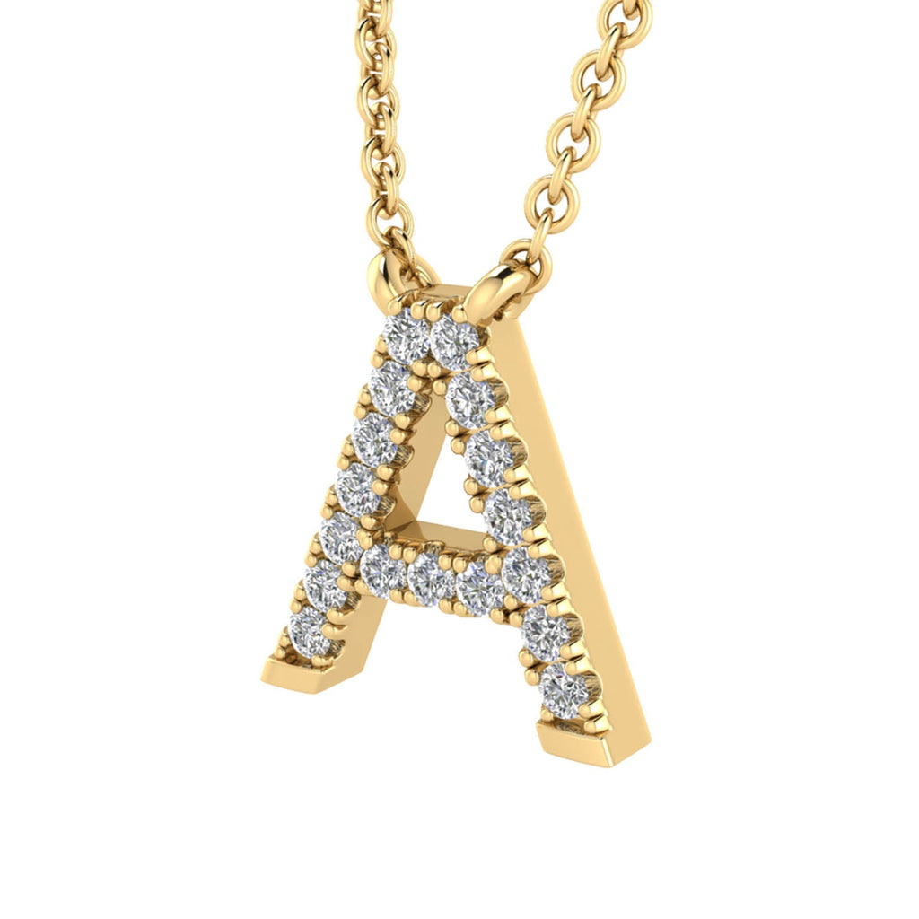 Initial 'A' Necklace with 0.06ct Diamonds in 9K Yellow Gold - PF-6263-Y Necklace Boutique Diamond Jewellery   