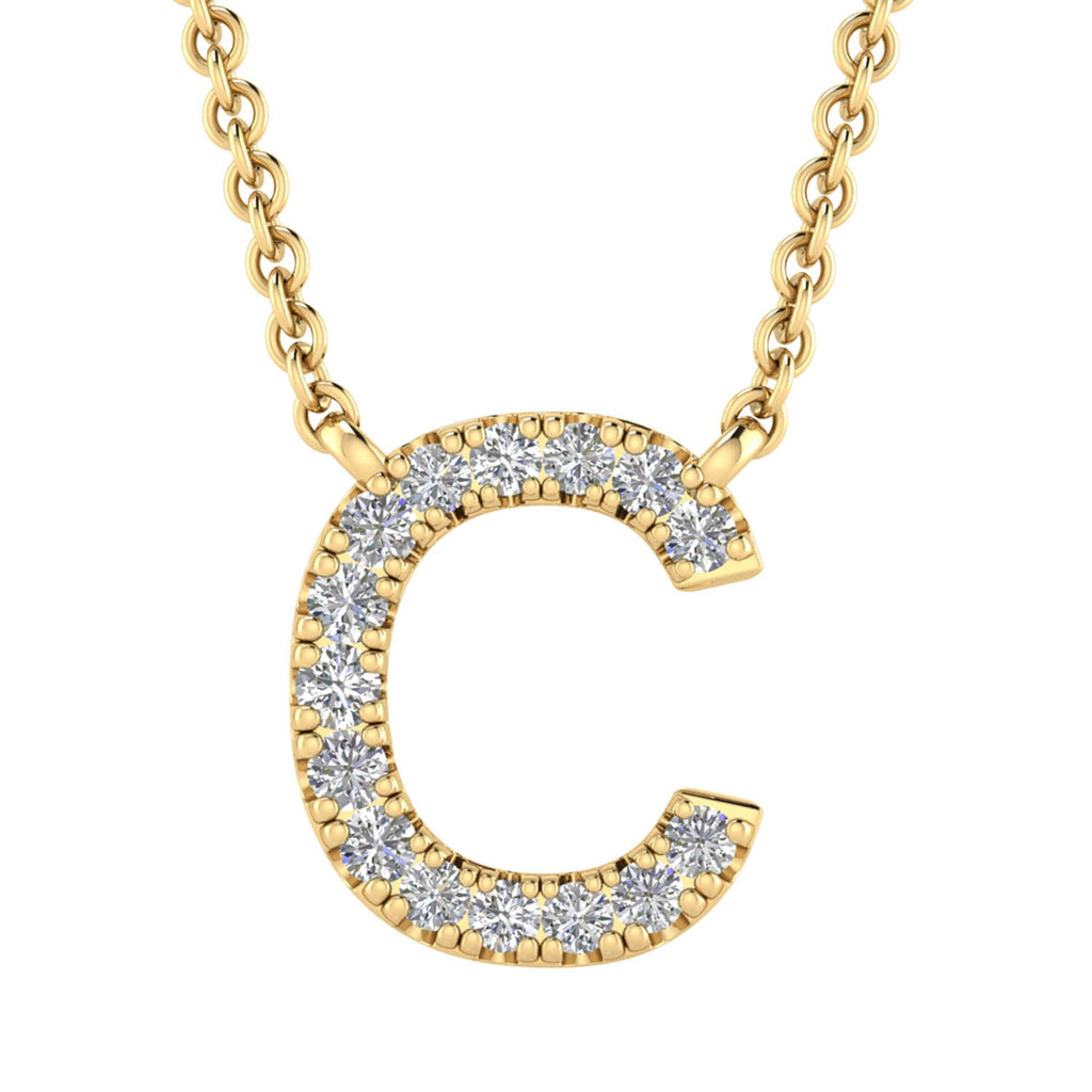 Initial 'C' Necklace with 0.06ct Diamonds in 9K Yellow Gold - PF-6265-Y Necklace Boutique Diamond Jewellery   