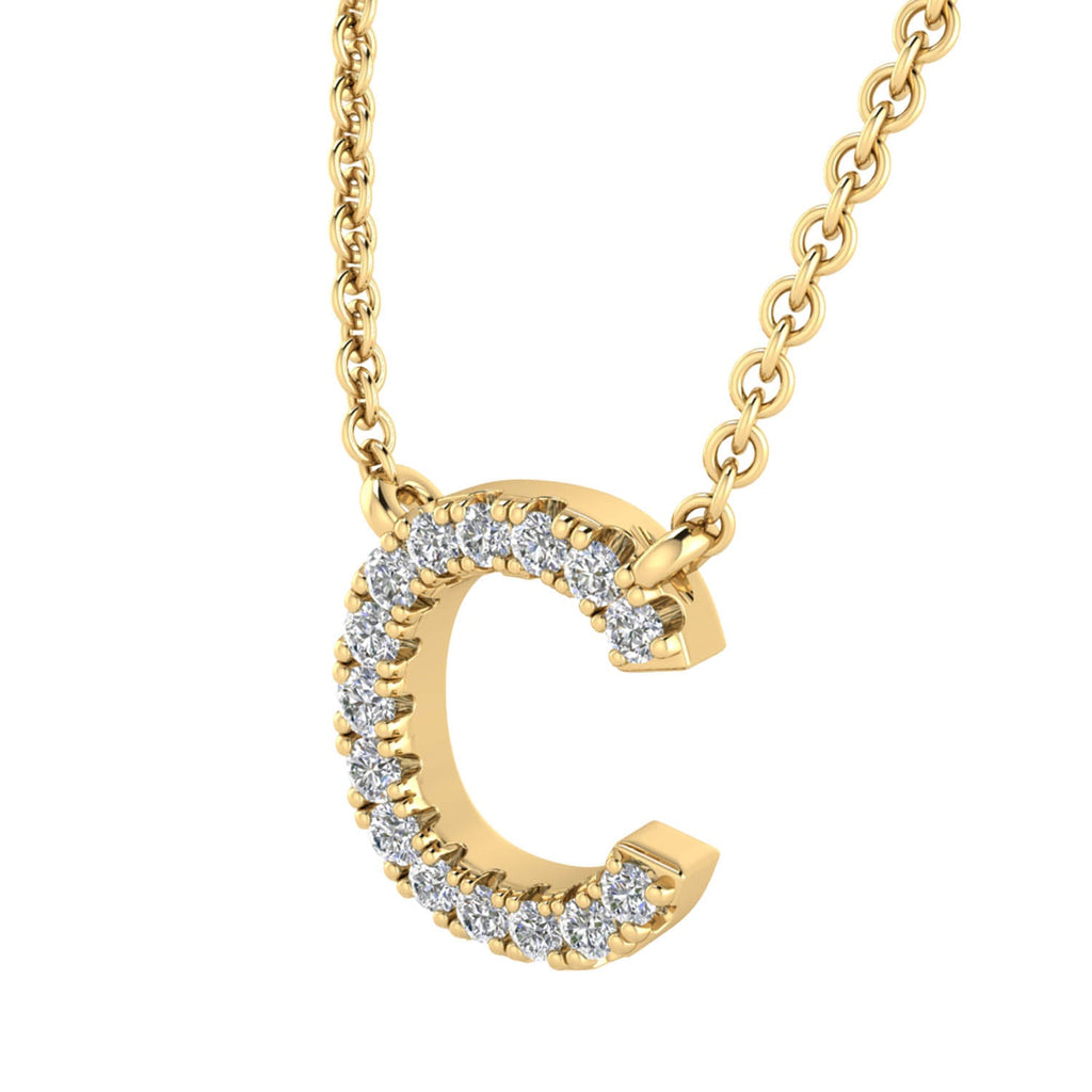 Initial 'C' Necklace with 0.06ct Diamonds in 9K Yellow Gold - PF-6265-Y Necklace Boutique Diamond Jewellery   