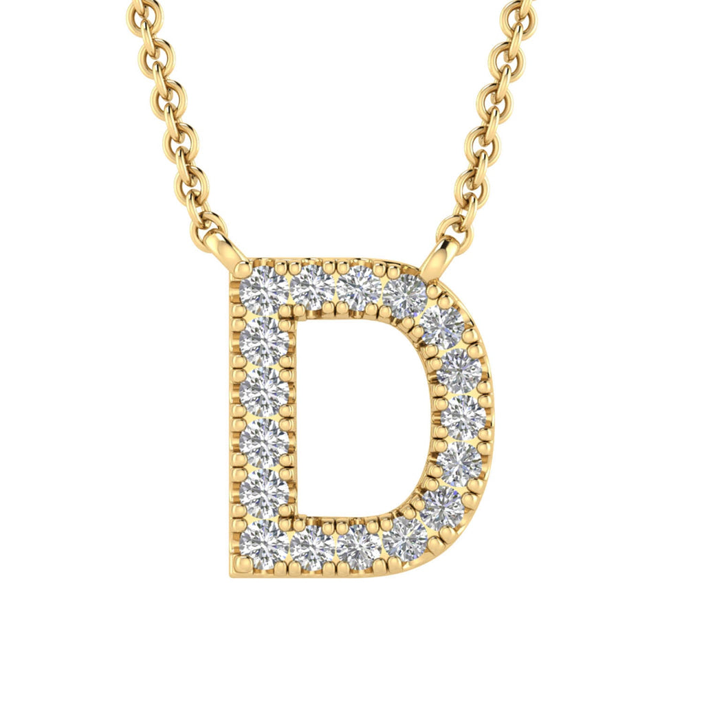 Initial 'D' Necklace with 0.09ct Diamonds in 9K Yellow Gold - PF-6266-Y Necklace Boutique Diamond Jewellery   