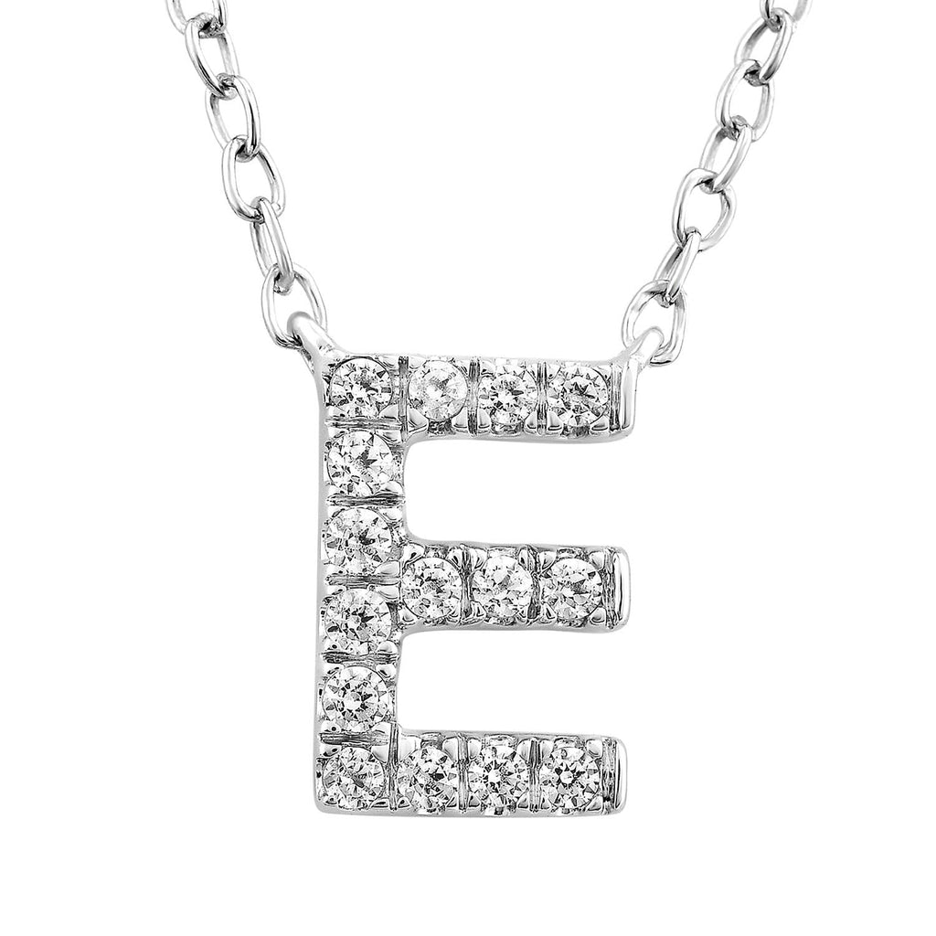 Initial 'E' Necklace with 0.09ct Diamonds in 9K White Gold Necklace Boutique Diamond Jewellery   