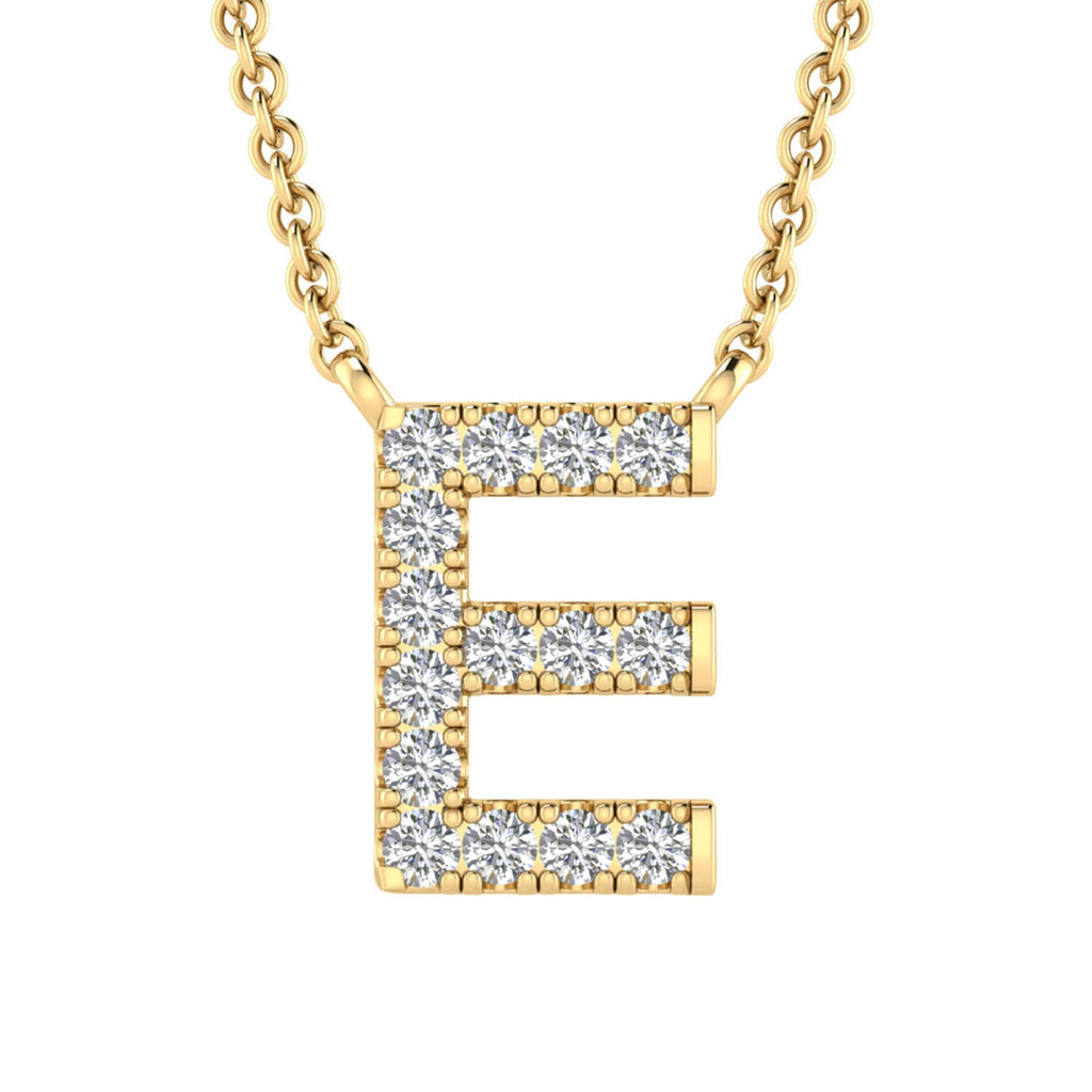 Initial 'E' Necklace with 0.09ct Diamonds in 9K Yellow Gold - PF-6267-Y Necklace Boutique Diamond Jewellery   