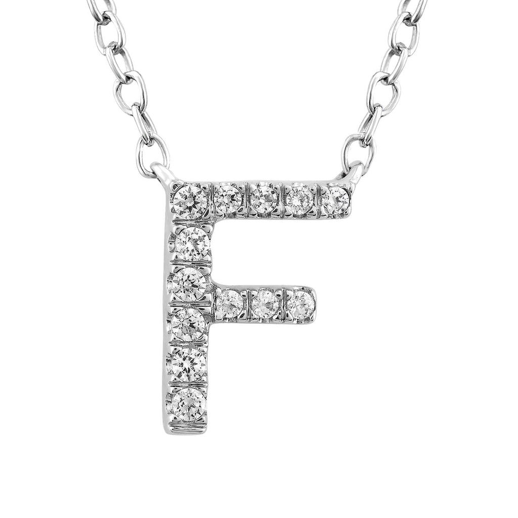 Initial 'F' Necklace with 0.06ct Diamonds in 9K White Gold Necklace Boutique Diamond Jewellery   