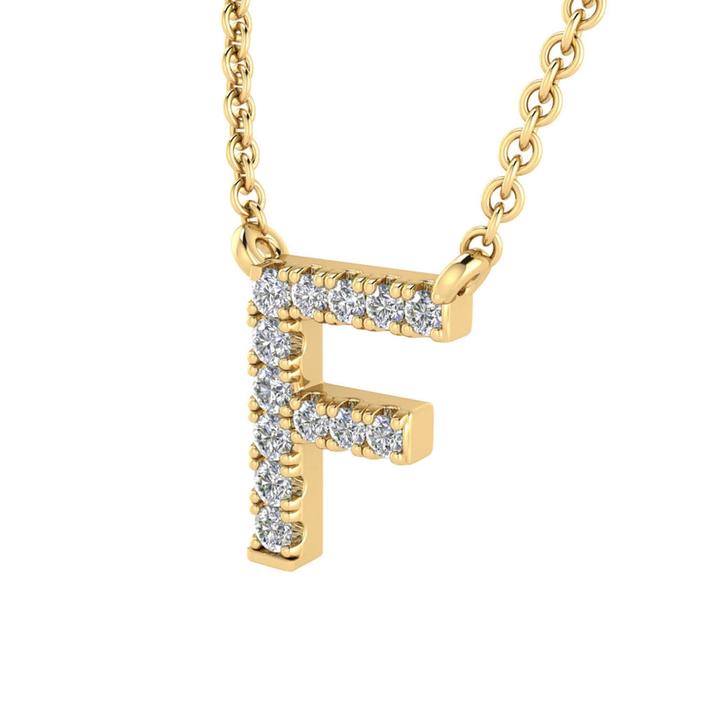 Initial 'F' Necklace with 0.06ct Diamonds in 9K Yellow Gold - PF-6268-Y Necklace Boutique Diamond Jewellery   