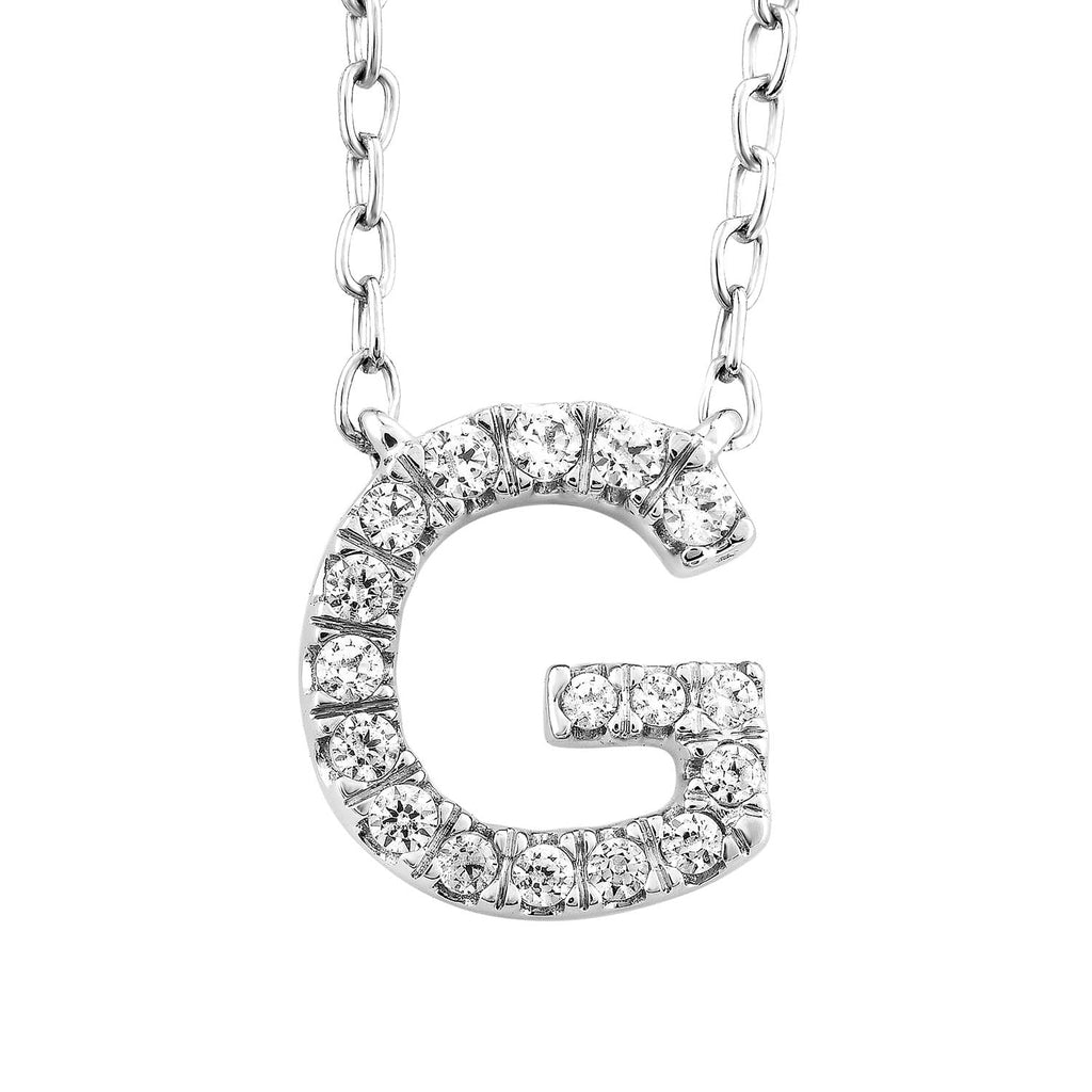 Initial 'G' Necklace with 0.09ct Diamonds in 9K White Gold Necklace Boutique Diamond Jewellery   