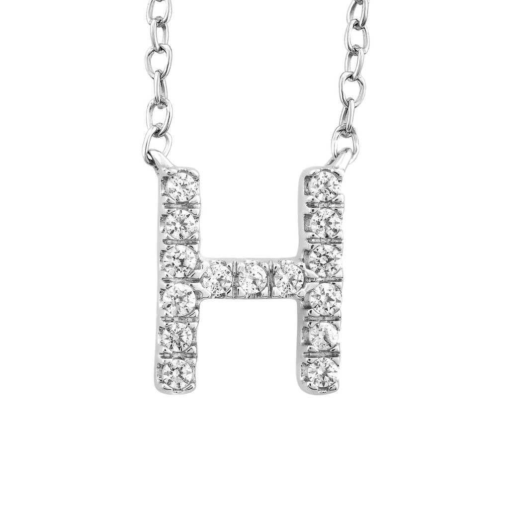 Initial 'H' Necklace with 0.09ct Diamonds in 9K White Gold Necklace Boutique Diamond Jewellery   