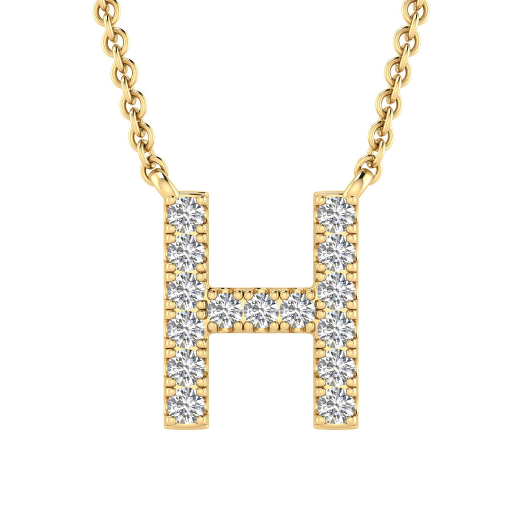 Initial 'H' Necklace with 0.09ct Diamonds in 9K Yellow Gold - PF-6270-Y Necklace Boutique Diamond Jewellery   