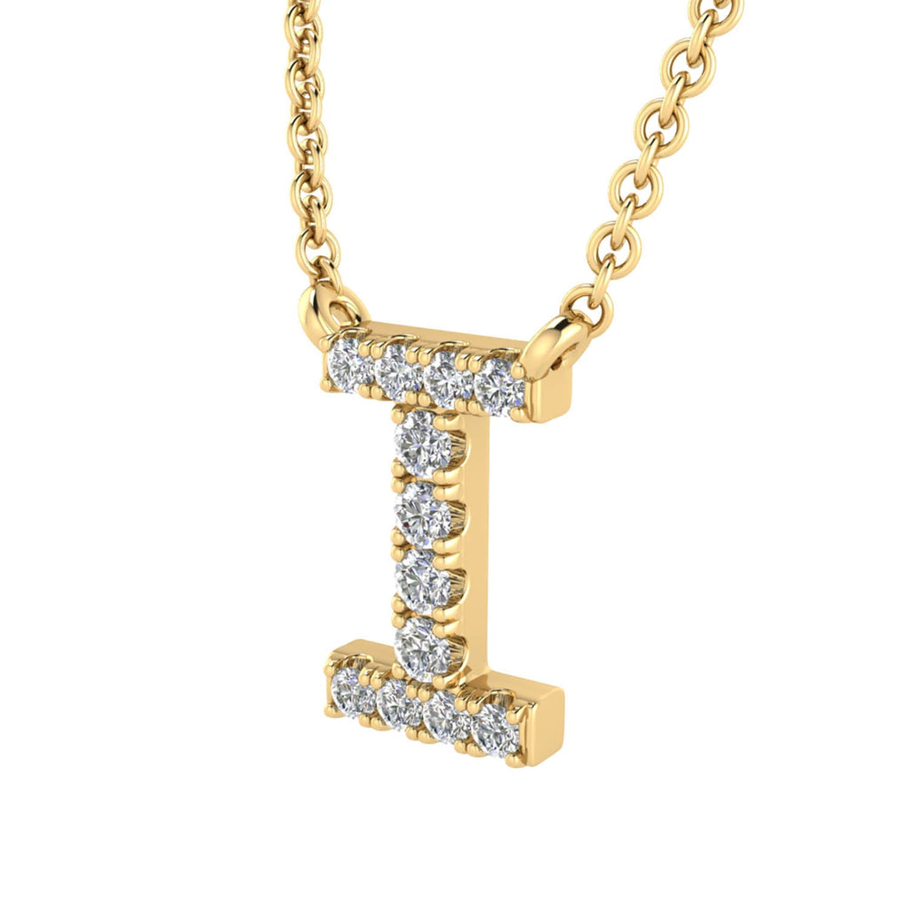 Initial 'I' Necklace with 0.06ct Diamonds in 9K Yellow Gold - PF-6271-Y Necklace Boutique Diamond Jewellery   