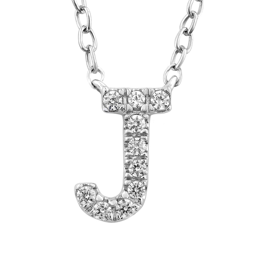 Initial 'J' Necklace with 0.06ct Diamonds in 9K White Gold Necklace Boutique Diamond Jewellery   
