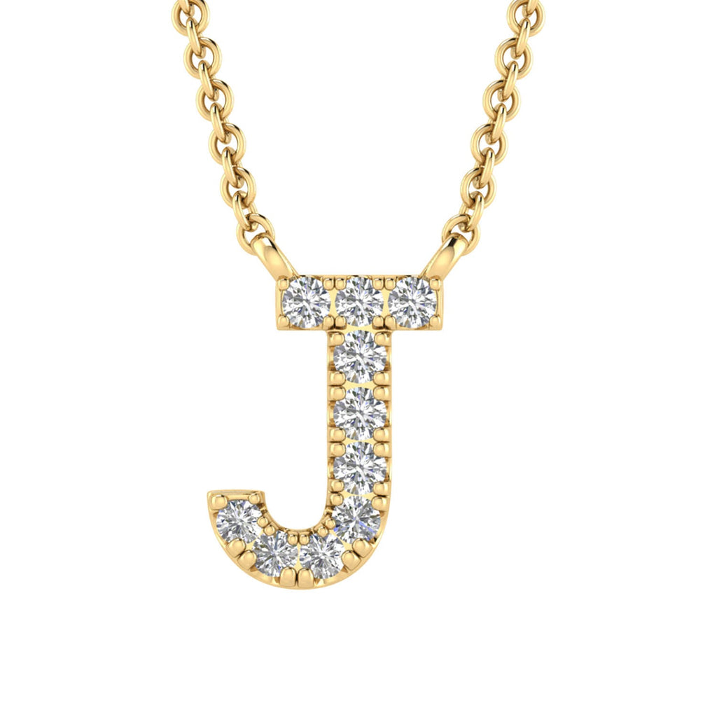 Initial 'J' Necklace with 0.06ct Diamonds in 9K Yellow Gold - PF-6272-Y Necklace Boutique Diamond Jewellery   