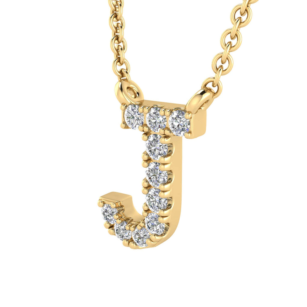 Initial 'J' Necklace with 0.06ct Diamonds in 9K Yellow Gold - PF-6272-Y Necklace Boutique Diamond Jewellery   