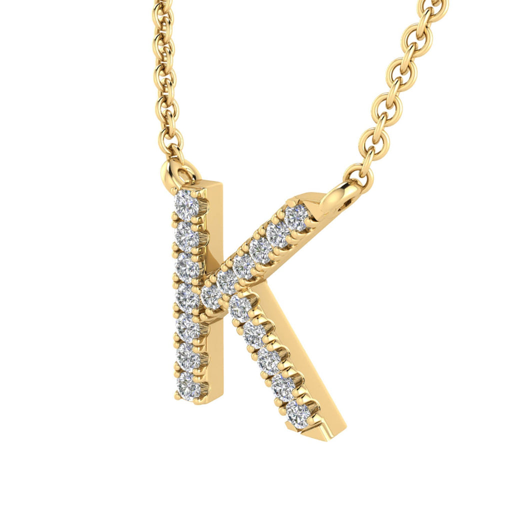 Initial 'K' Necklace with 0.06ct Diamonds in 9K Yellow Gold - PF-6273-Y Necklace Boutique Diamond Jewellery   