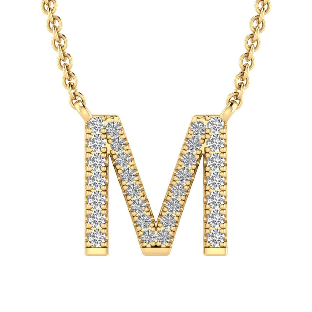 Initial 'M' Necklace with 0.09ct Diamonds in 9K Yellow Gold - PF-6275-Y Necklace Boutique Diamond Jewellery   