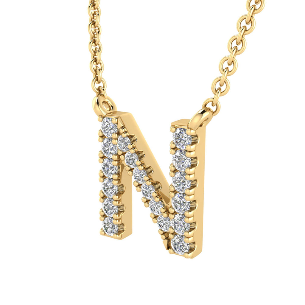 Initial 'N' Necklace wth 0.09ct Diamonds in 9K Yellow Gold - PF-6276-Y Necklace Boutique Diamond Jewellery   