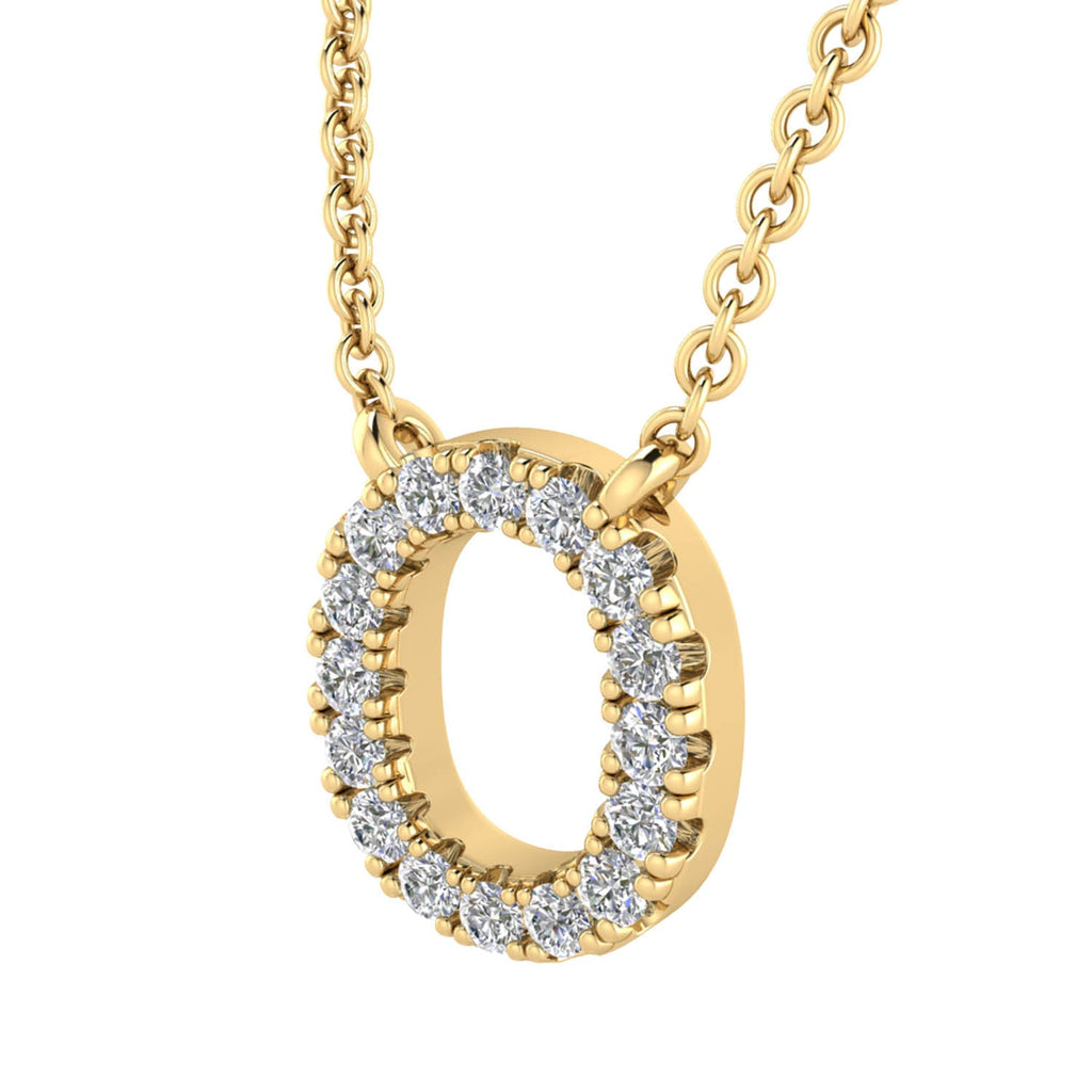 Initial 'O' Necklace with 0.09ct Diamonds in 9K Yellow Gold - PF-6277-Y Necklace Boutique Diamond Jewellery   