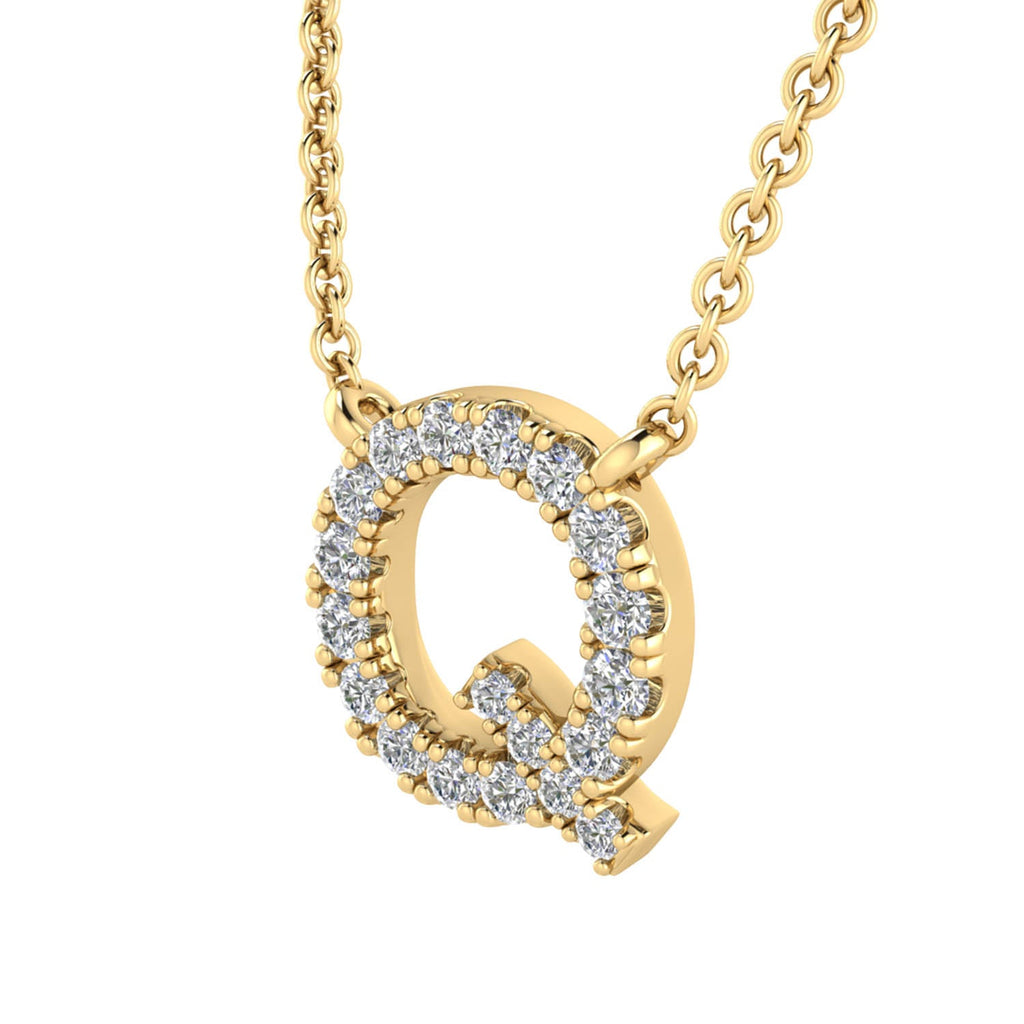 Initial 'Q' Necklace wth 0.09ct Diamonds in 9K Yellow Gold - PF-6279-Y Necklace Boutique Diamond Jewellery   