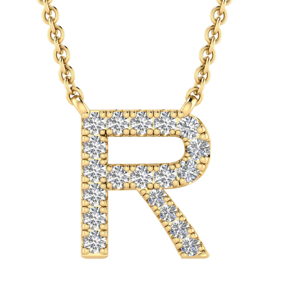 Initial 'R' Necklace wth 0.09ct Diamonds in 9K Yellow Gold - PF-6280-Y Necklace Boutique Diamond Jewellery   