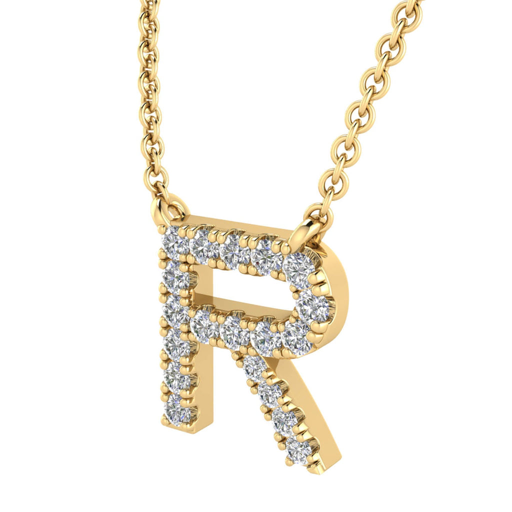 Initial 'R' Necklace wth 0.09ct Diamonds in 9K Yellow Gold - PF-6280-Y Necklace Boutique Diamond Jewellery   