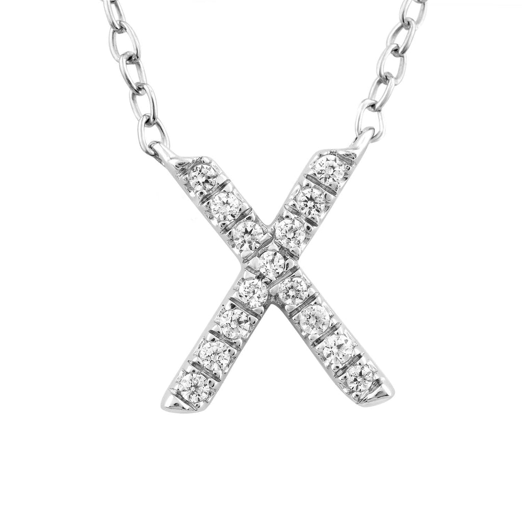 Initial 'X' Necklace with 0.06ct Diamonds in 9K White Gold Necklace Boutique Diamond Jewellery   