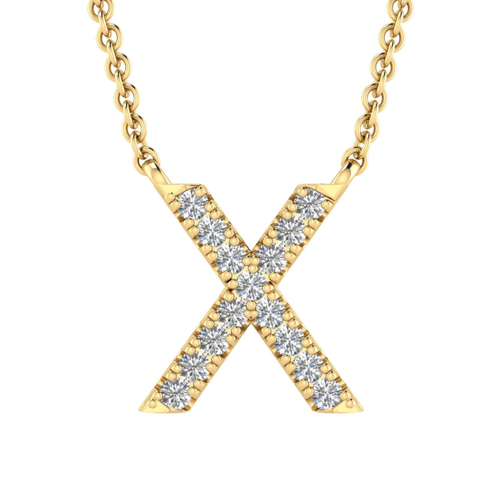 Initial 'X' Necklace with 0.06ct Diamonds in 9K Yellow Gold - PF-6286-Y Necklace Boutique Diamond Jewellery   