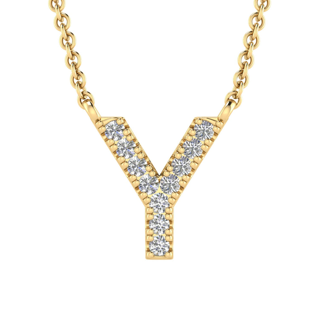 Initial 'Y' Necklace with 0.06ct Diamonds in 9K Yellow Gold - PF-6287-Y Necklace Boutique Diamond Jewellery   