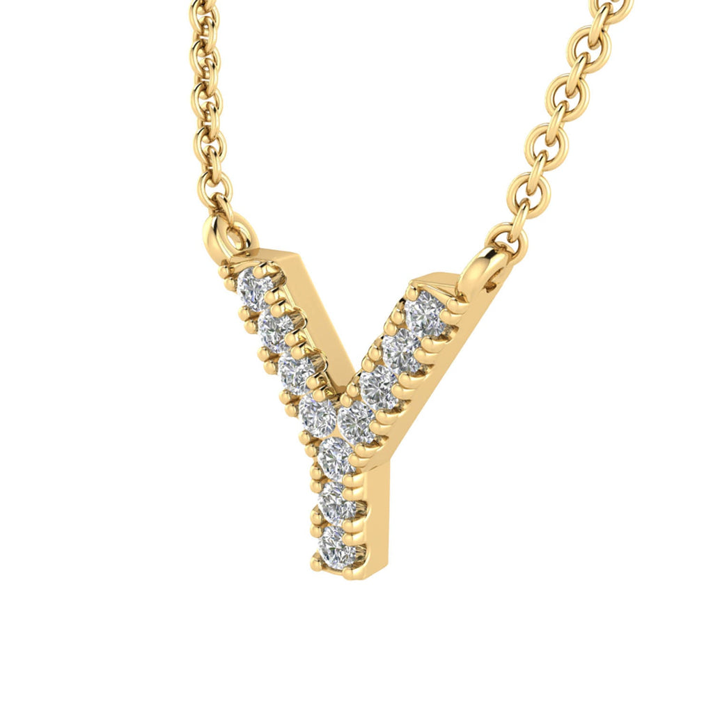 Initial 'Y' Necklace with 0.06ct Diamonds in 9K Yellow Gold - PF-6287-Y Necklace Boutique Diamond Jewellery   