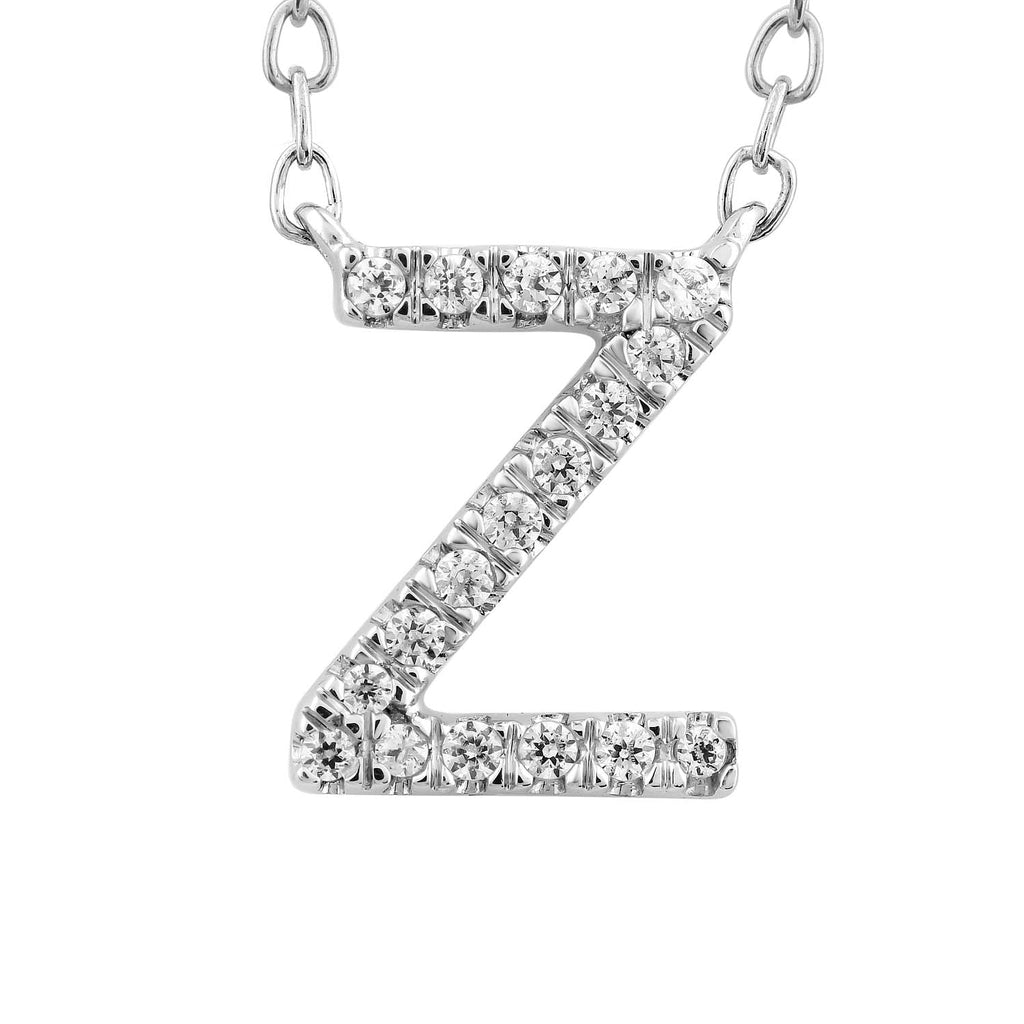 Initial 'Z' Necklace with 0.06ct Diamonds in 9K White Gold Necklace Boutique Diamond Jewellery   