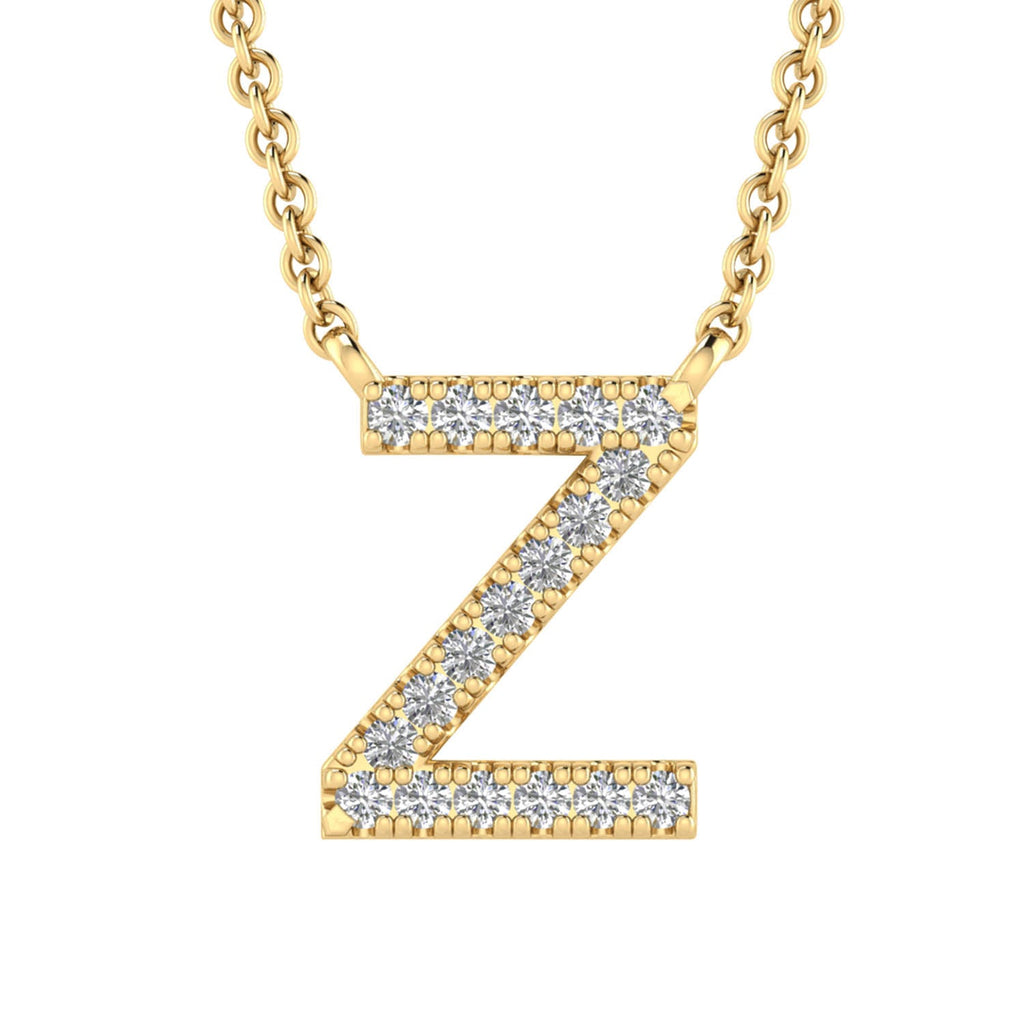 Initial 'Z' Necklace with 0.06ct Diamonds in 9K Yellow Gold - PF-6288-Y Necklace Boutique Diamond Jewellery   