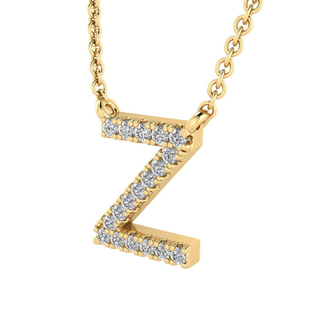 Initial 'Z' Necklace with 0.06ct Diamonds in 9K Yellow Gold - PF-6288-Y Necklace Boutique Diamond Jewellery   