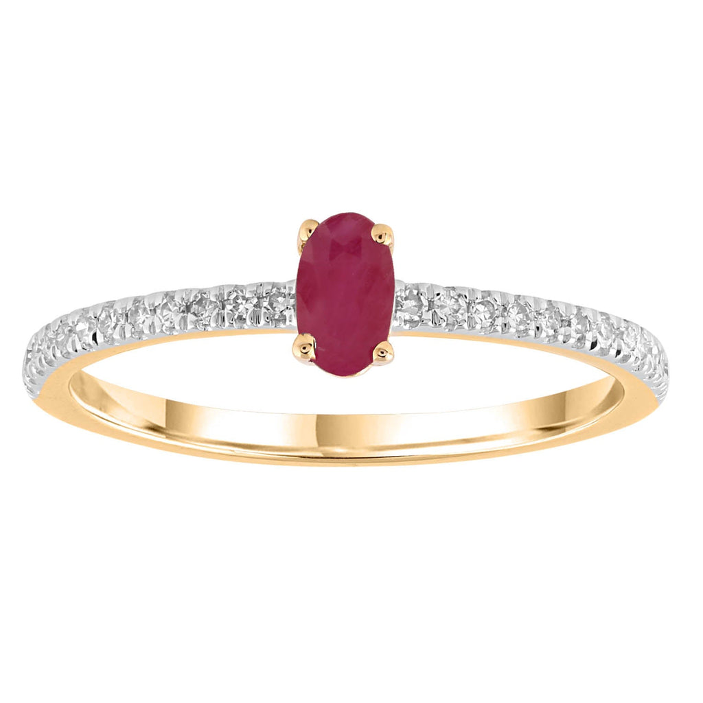 Ruby Ring with 0.12ct Diamond in 9K Yellow Gold Ring Boutique Diamond Jewellery   