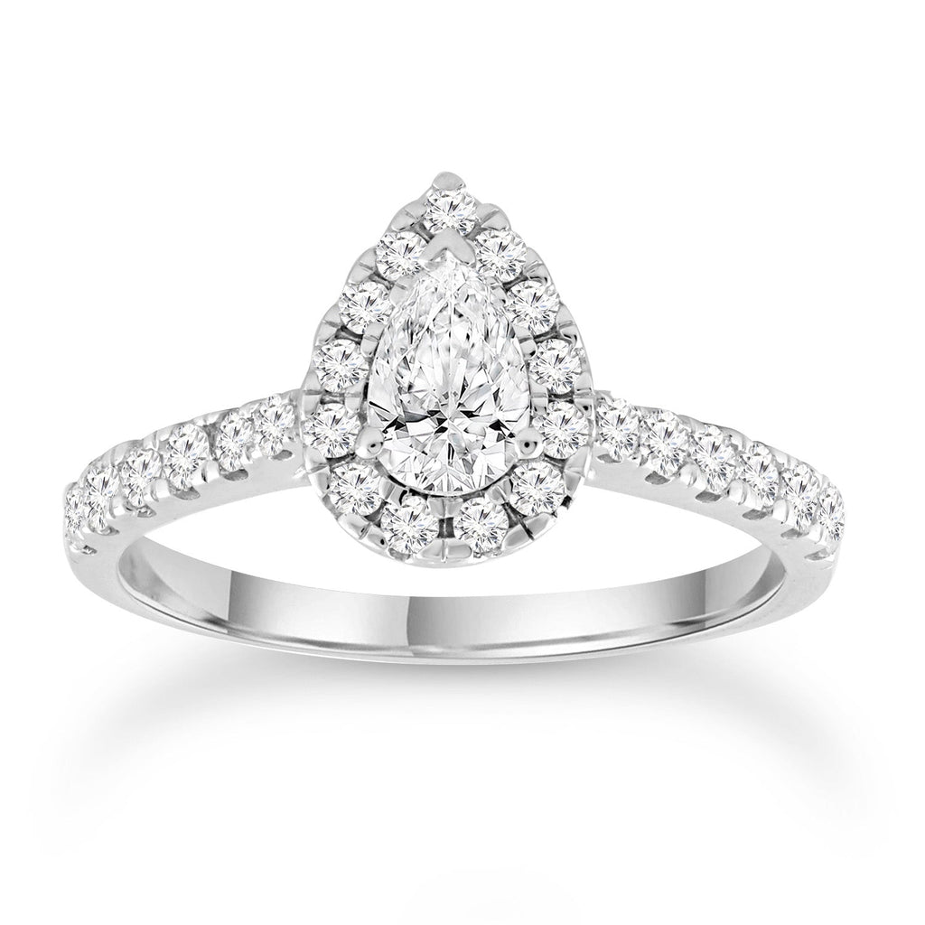 Pear Diamond Ring with 1.00ct Diamonds in 18K White Gold Rings Boutique Diamond Jewellery   