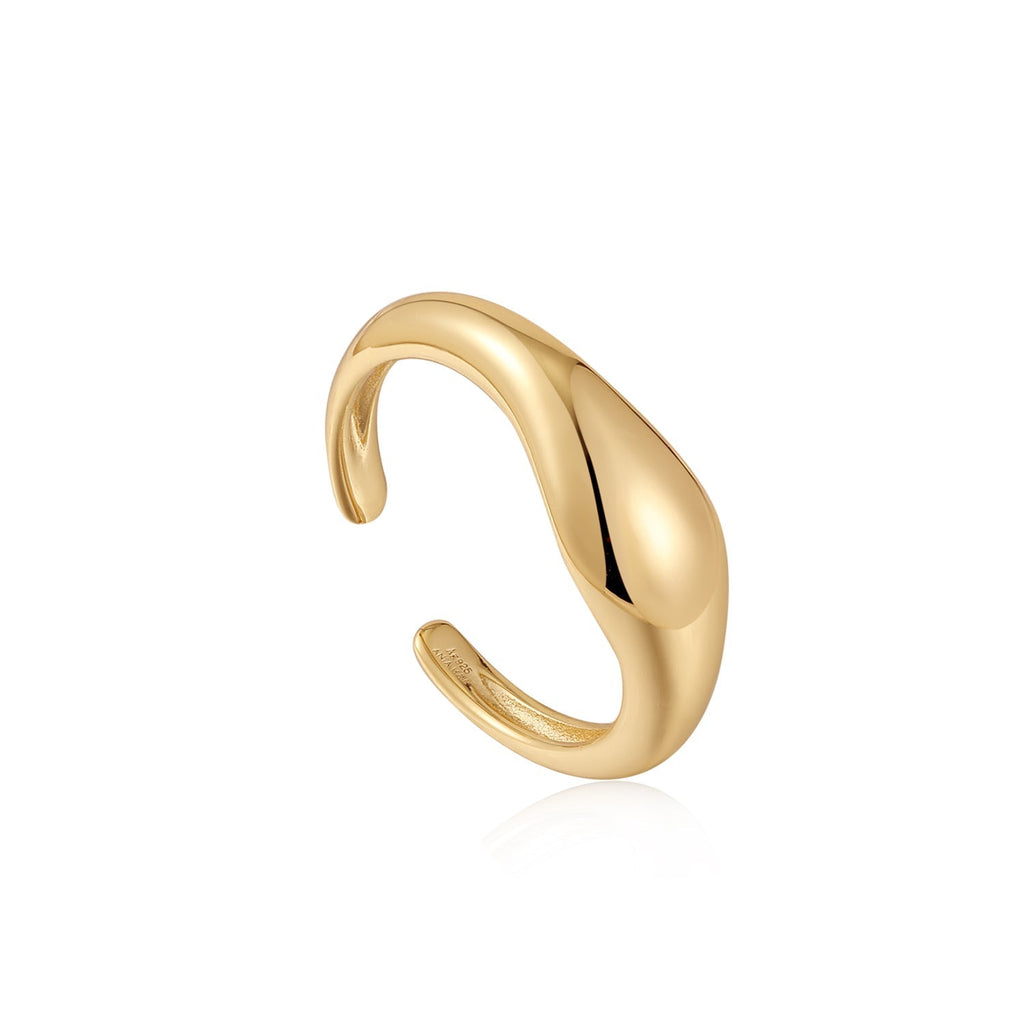 Ania Haie Gold Wave Adjustable Ring Rings Ania Haie   