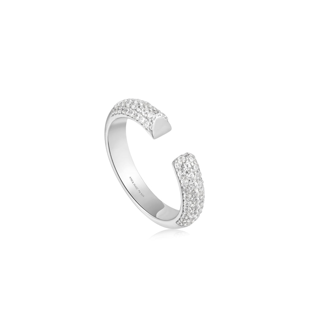 Ania Haie Silver Pave Adjustable Ring Ring Ania Haie   